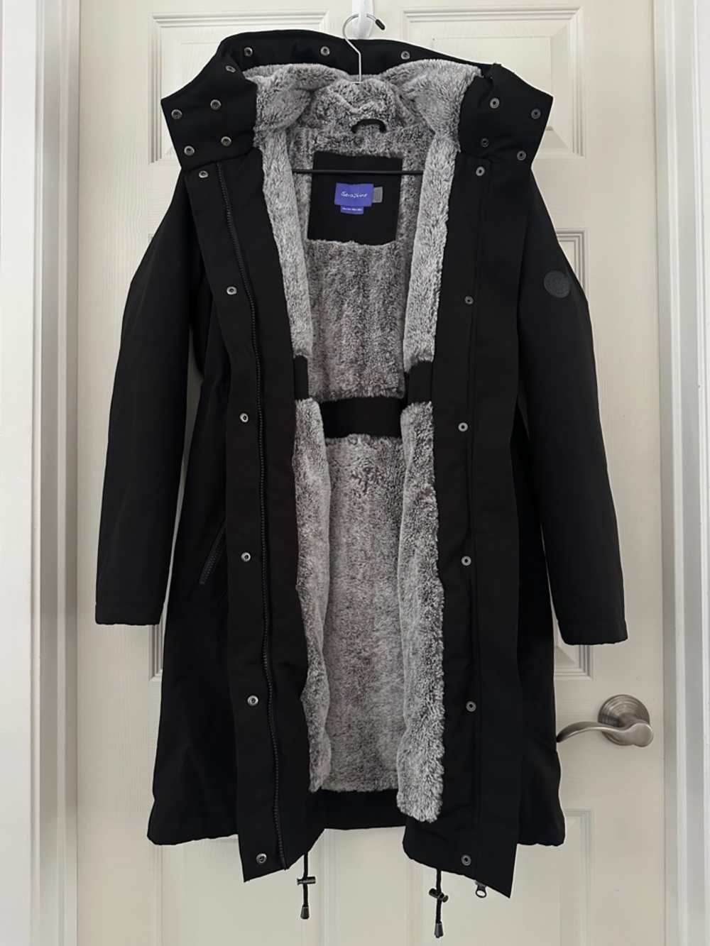 Seraphine Maternity Parka Coat Black Women’s Size 6 *No hood trim or carrier* - Picture 8 of 13